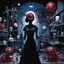 Placeholder: Doll parts assembly line, Nightmarish Surreal Mixed-Media Art by Paul Rumsey and Chris Bachalo, Double-Exposure, Shadows and Highlights, Tenebrism!, Volumetric lighting, dark colors, minimal, Unsettling Disturbing!, crimson and midnight_blue color scheme