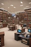 Placeholder: Library, state-of-the-art computers, book search via computers