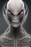 Placeholder: spider alien, head, evil, 8k, finely detailed, photo realistic, HR Giger style