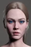 Placeholder: Elisa cuthbert face, crystal BLUE eyes, wearing viking,