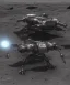 Placeholder: Crashed photorealistic futuristic industrial mechanical mechwarrior space ship on the moon lunar surface