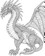 Placeholder: coloring image of full body dragon, line art, realistic, white background