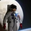 Placeholder: an astronaut in moon, full body, highly detailed, kente, black puffer jacket, 3d render