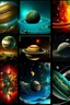 Placeholder: different variations of planets montage science book style