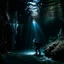 Placeholder: underwater images in a deep dark icy cave