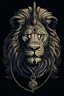 Placeholder: Illustrate a front-facing view of a regal lion with a crown, using pronounced chiaroscuro shading to emphasize its royal status, while adding an aura of authority. The lion's face should be exquisitely detailed, showcasing a dramatic contrast between the deep shadows and bright highlights, rendered with bold and delicate lines. Depict the lion fiercely biting a chain in half, symbolizing not only strength and freedom but also commanding authority. Maintain the high-contrast, modern graffiti