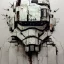 Placeholder: photorealistic at-at pilot helmet with weathered painting , illustration on coarse canvas by <agnes cecile> and <Yoji Shinkawa>, ornate and intricate details , soft smooth lighting, ultra detailed concept art,