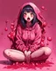 Placeholder: Anime girl crushed inside really darkred fleshy stomach filled with digestive juices, sit pose, fullbody, serius, tears, Junji Ito style, pink tones, pastel tetradic colors, 3D vector art, isometric style, retro aesthetic,rolling eyes, tongue out, saliva drip, open mouth,toph bei fong, croppedhoodie, underboob, mountainous horizon, 1girl, toph, bangs, black hair, blind, grey eyes, hair between eyes, hair bun, hairband, short hair, cropped hoodie underboob, cropped hoodieunderboobhoodie