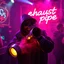 Placeholder: A exhaust pipe performing at dance club, his name is "exhaust pipe" and looks crazy, looks very aggressive look, Neon lights and smog, Im a "exhaust pipe" SIGN ON WALL