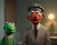 Placeholder: Room scene, muppet head with real body detective man, real photo, concept art, retro style, smooth, unreal engine 5, god lights, ray tracing, RTX, lumen lighting, ultra detail, volumetric lighting, 3d.