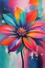 Placeholder: A vibrant and colorful abstract flower with bold, expressive brushstrokes in shades of pink, orange, green, and blue. The flower appears to be the main focus, with a soft, dreamlike background