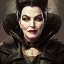 Placeholder: painting of evil queen in black leather, angry, strong, volouptous, busty, cleavage, emperious, mature, highly detailed, digital painting, artstation, concept art, smooth, sharp focus, illustration, art by gaston bussiere and alphonse mucha