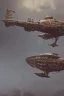 Placeholder: mad pilot in a steampunk airship during a storm