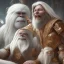 Placeholder: Legendary yeti with long white hair lying on the bed watching TV and eating popcorn, detailed painting elements, artwork, full HD painting, 8K