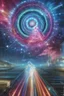 Placeholder: in the midst of universal movement it has been rendered stationary; surreal neon celestial art