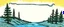 Placeholder: memorial placard with hand drawn illustration, northern lights on the top right and left with a thin section joining then through the middle. below are trees and water. whimsical hand drawn style. line drawing with muted color