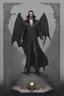 Placeholder: toomb of vampire Count Strahd Von Zarovich. Dark, gloomy, ebony coffin with brass. No people.