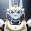 Placeholder: hyper realistic, beautiful smooth realistic Japanese oni robot, run on dark cosmos background, cat еye, extremely sharp detail, finely tuned detail, ultra high definition, 8 k, unreal engine 5, ultra sharp focus, accurate sword wings, positive smile, lot of details, fit within portrait, Ambiance winter, perfect composition, perfect hair,