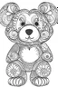 Placeholder: Outline art for coloring page, GROOVY HAPPY TEDDY BEAR, coloring page, white background, Sketch style, only use outline, clean line art, white background, no shadows, no shading, no color, clear