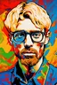 Placeholder: painting of a psychadelic Portrait of the Artist as a Young Man by van gogh and andy warhol infusion.
