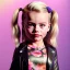 Placeholder: Margot Robbie toddler, full body, leather jacket, floral shirt, floral skirt, shoe, soft skin, dramatic lighting, hyper realistic