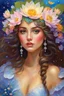 Placeholder: a painting of a woman with flowers in her hair, beautiful fantasy art portrait, beautiful fantasy portrait, realistic cute girl painting, beautiful fantasy painting, by Victor Nizovtsev, beautiful portrait oil painting, portrait of fairy princess, in stunning digital paint, portrait painting of a princess, gorgeous painting, lotus floral crown girl, detailed beauty portrait, girl in flowers