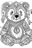 Placeholder: Outline art for coloring page, BOHEMIAN HAPPY TEDDY BEAR, coloring page, white background, Sketch style, only use outline, clean line art, white background, no shadows, no shading, no color, clear