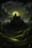 Placeholder: A black shadow realm kingdom with a moon painted by George Inness