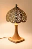 Placeholder: Create a product table lamp inspired by nyonya kebaya in wood material process laser cutting in off white background