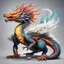 Placeholder: a colorful asian dragon with curly white fur, smokey breath, fire, claws, spikes along back, long tail, attacking