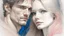 Placeholder: portrait of a man and a blonde woman, love, charcoal, pencil, pink lips, blue eyes, fine drawing, hand with a brush