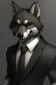 Placeholder: Anthro wolf with black fur wearing a suit