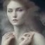 Placeholder: portrait photography of ethereal beauty, 8K, Portrait of a woman by Michelangelo, close-up face, average face, a dreary dark atmosphere, misty smoke, trees