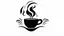 Placeholder: A logo of black and white stylized illustration of a steaming coffee cup, minimalistb