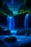 Placeholder: blue crystal forest with waterfalls, falling stars, aesthetically pleasing, beautiful, realistic, close-up, professional photo, 4k, high resolution, high detail, 30mm lens, 1/250s, f/2.8, ISO 100, dim lighting, soft lighting, neon lighting