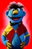 Placeholder: Waist up muppet Portrait, Nicolas maduro us muppet doll, Venezuelan president, tracksuit red blue and yellow, mustache, photo studio, red background, unreal engine 5, concept art, art station, ray tracing, lumen lighting, ultra detail, volumetric lighting, 3d.