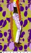 Placeholder: Asa akira as model. Camouflage colors are terracotta, cream and purple, lilac and Cream latex, imperial yellow, red plum. Baggy jeans! plant print.European daft punk woman. Mantle is sewed of recycled Denim and sewed together of recycled polymer felt. lace, Yellow(Munsell) areas. hint of orange as effect color!!Big bright purple/khaki felt tippet and cream or blue or lilac colored-hood. mantle is merged with satchel. . AKG-style headphones (gold rings!) is merged with felt cap, cyan small visor.