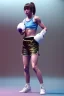 Placeholder: Female athlete, boxing in coloful space