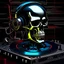 Placeholder: illudtrstion of android DJ plaing vinyls skull face whit meccanical part