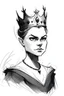 Placeholder: sketch of a young evil queen that is feeling giuly but trying to pretend she is brave and she can work through it