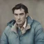 Placeholder: Actor gregory peck, blue, autochrome, plastic puffy jacket