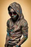 Placeholder: Cool black rapper with all the jewelery and tattoos, hoody and moves. Surrounded by an abstract backstreet graffiti vibe