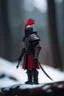 Placeholder: portrait of black knight with red feather in snowy mountain pass in forest,shot on Hasselblad h6d-400c, zeiss prime lens, bokeh like f/0.8, tilt-shift lens 8k, high detail, smooth render, down-light, unreal engine, prize winning