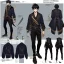 Placeholder: Character sheet, male, black hair, poor, cloth and leather clothes, pants