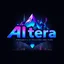 Placeholder: create a nice cool logo for my account "Altera", with this texts in down "the world never existed" ,"reality ,reimagined",add 3d background, future modern city and futue moder industry ,3d text,vibrant metllic colors ,cifi nature