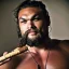 Placeholder: Jason Momoa smoking a cigar in 1955, dramatic light, high detail, cinematic