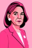 Placeholder: Extremely rich female politician portrait in all pink