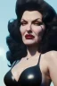 Placeholder: Rita Hayworth as evil queen in black leather, busty, cleavage, curvy, angry, stern look. character design by cory loftis, fenghua zhong, ryohei hase, ismail inceoglu and ruan jia. unreal engine 5, artistic lighting, highly detailed, photorealistic, fantasy