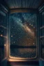 Placeholder: star field seen in the window of a boat, 4 k, trending art, depth of field, high detail, high contrast