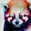 Placeholder: red panda by Agnes Cecile with planet background, soft natural colors